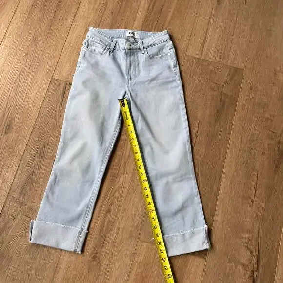 PAIGE Cindy Crop Straight Jeans 24 Light Wash High Rise Straight Leg Raw Hem - Picture 6 of 7